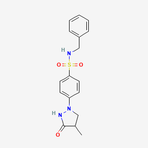 molecular formula C17H19N3O3S B4476004 N-benzyl-4-(4-methyl-3-oxo-1-pyrazolidinyl)benzenesulfonamide 