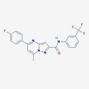 molecular formula C21H14F4N4O B447608 5-(4-fluorophenyl)-7-methyl-N-[3-(trifluoromethyl)phenyl]pyrazolo[1,5-a]pyrimidine-2-carboxamide 