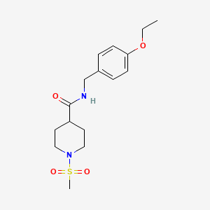 molecular formula C16H24N2O4S B4476122 N-[(4-ETHOXYPHENYL)METHYL]-1-METHANESULFONYLPIPERIDINE-4-CARBOXAMIDE 