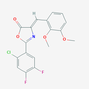 molecular formula C18H12ClF2NO4 B447615 2-(2-chloro-4,5-difluorophenyl)-4-(2,3-dimethoxybenzylidene)-1,3-oxazol-5(4H)-one 