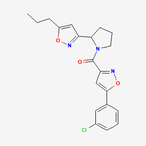 molecular formula C20H20ClN3O3 B4476171 3-{1-[5-(3-Chlorophenyl)-1,2-oxazole-3-carbonyl]pyrrolidin-2-YL}-5-propyl-1,2-oxazole 