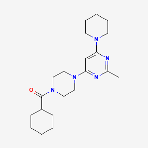 molecular formula C21H33N5O B4476304 4-(4-Cyclohexanecarbonylpiperazin-1-YL)-2-methyl-6-(piperidin-1-YL)pyrimidine 