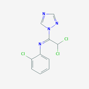 molecular formula C10H7Cl3N4 B447634 2-chloro-N-[2,2-dichloro-1-(1H-1,2,4-triazol-1-yl)ethylidene]aniline 