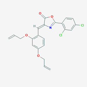 molecular formula C22H17Cl2NO4 B447637 (4Z)-4-[2,4-bis(prop-2-en-1-yloxy)benzylidene]-2-(2,4-dichlorophenyl)-1,3-oxazol-5(4H)-one 