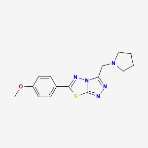 molecular formula C15H17N5OS B4476371 6-(4-methoxyphenyl)-3-(1-pyrrolidinylmethyl)[1,2,4]triazolo[3,4-b][1,3,4]thiadiazole 