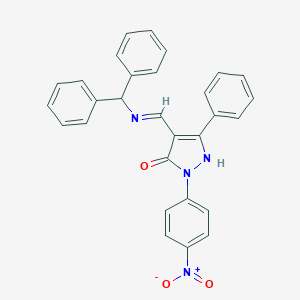 molecular formula C29H22N4O3 B447638 4-[(benzhydrylimino)methyl]-2-{4-nitrophenyl}-5-phenyl-1,2-dihydro-3H-pyrazol-3-one CAS No. 371942-44-8