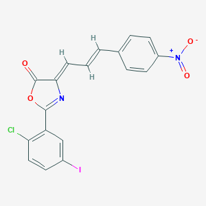 molecular formula C18H10ClIN2O4 B447639 2-(2-chloro-5-iodophenyl)-4-(3-{4-nitrophenyl}-2-propenylidene)-1,3-oxazol-5(4H)-one 