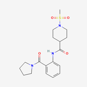 molecular formula C18H25N3O4S B4476392 1-METHANESULFONYL-N-[2-(PYRROLIDINE-1-CARBONYL)PHENYL]PIPERIDINE-4-CARBOXAMIDE 