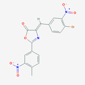 molecular formula C17H10BrN3O6 B447643 4-{4-bromo-3-nitrobenzylidene}-2-{3-nitro-4-methylphenyl}-1,3-oxazol-5(4H)-one 