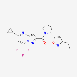 5-{1-[5-Cyclopropyl-7-(trifluoromethyl)pyrazolo[1,5-A]pyrimidine-2-carbonyl]pyrrolidin-2-YL}-3-ethyl-1,2-oxazole