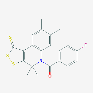 molecular formula C21H18FNOS3 B447648 (4-Fluorophenyl)-(4,4,7,8-tetramethyl-1-sulfanylidenedithiolo[3,4-c]quinolin-5-yl)methanone CAS No. 331870-33-8