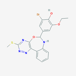 molecular formula C19H17BrN4O3S B447652 2-Bromo-6-ethoxy-4-[3-(methylsulfanyl)-6,7-dihydro[1,2,4]triazino[5,6-d][3,1]benzoxazepin-6-yl]phenol 
