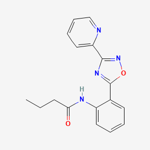 molecular formula C17H16N4O2 B4476578 N-{2-[3-(2-pyridinyl)-1,2,4-oxadiazol-5-yl]phenyl}butanamide 