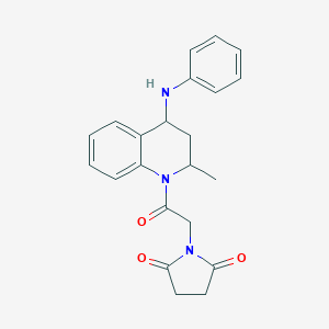 molecular formula C22H23N3O3 B447661 1-[2-(4-Anilino-2-methyl-3,4-dihydro-1(2H)-quinolinyl)-2-oxoethyl]-2,5-pyrrolidinedione CAS No. 374091-28-8