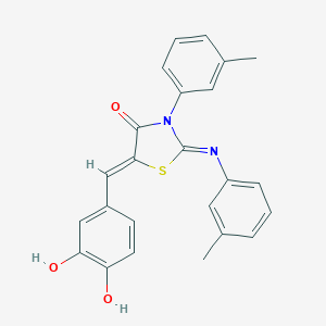 molecular formula C24H20N2O3S B447668 5-(3,4-Dihydroxybenzylidene)-3-(3-methylphenyl)-2-[(3-methylphenyl)imino]-1,3-thiazolidin-4-one 