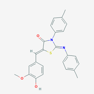 molecular formula C25H22N2O3S B447673 (2Z,5Z)-5-(4-hydroxy-3-methoxybenzylidene)-3-(4-methylphenyl)-2-[(4-methylphenyl)imino]-1,3-thiazolidin-4-one 