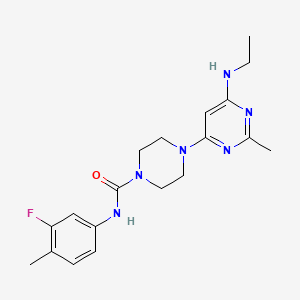 molecular formula C19H25FN6O B4476738 4-[6-(ethylamino)-2-methyl-4-pyrimidinyl]-N-(3-fluoro-4-methylphenyl)-1-piperazinecarboxamide 