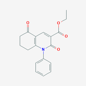 molecular formula C18H17NO4 B447677 Ethyl 2,5-dioxo-1-phenyl-1,2,5,6,7,8-hexahydro-3-quinolinecarboxylate 