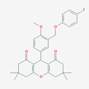 molecular formula C31H33FO5 B447680 9-{3-[(4-fluorophenoxy)methyl]-4-methoxyphenyl}-3,3,6,6-tetramethyl-3,4,5,6,7,9-hexahydro-1H-xanthene-1,8(2H)-dione 