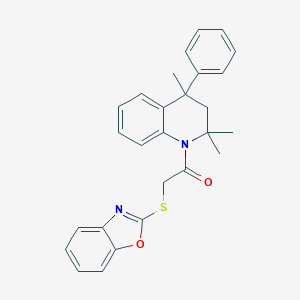 molecular formula C27H26N2O2S B447682 1-[(1,3-Benzoxazol-2-ylsulfanyl)acetyl]-2,2,4-trimethyl-4-phenyl-1,2,3,4-tetrahydroquinoline CAS No. 298204-28-1