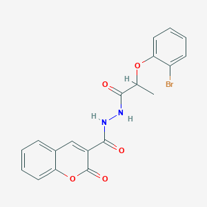 molecular formula C19H15BrN2O5 B447684 N'-[2-(2-bromophenoxy)propanoyl]-2-oxo-2H-chromene-3-carbohydrazide 