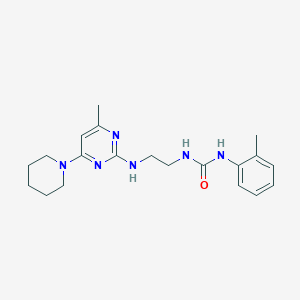 molecular formula C20H28N6O B4476840 N-(2-methylphenyl)-N'-(2-{[4-methyl-6-(1-piperidinyl)-2-pyrimidinyl]amino}ethyl)urea 