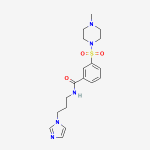 molecular formula C18H25N5O3S B4476856 N-[3-(1H-imidazol-1-yl)propyl]-3-[(4-methyl-1-piperazinyl)sulfonyl]benzamide 