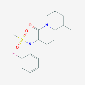 molecular formula C17H25FN2O3S B4476870 N-(2-fluorophenyl)-N-{1-[(3-methyl-1-piperidinyl)carbonyl]propyl}methanesulfonamide 