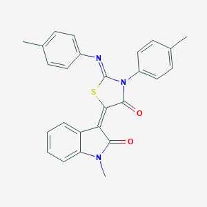 molecular formula C26H21N3O2S B447691 1-methyl-3-{3-(4-methylphenyl)-2-[(4-methylphenyl)imino]-4-oxo-1,3-thiazolidin-5-ylidene}-1,3-dihydro-2H-indol-2-one 