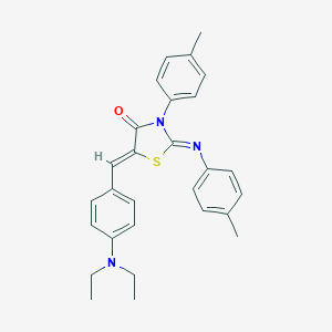 molecular formula C28H29N3OS B447692 (2Z,5Z)-5-[4-(diethylamino)benzylidene]-3-(4-methylphenyl)-2-[(4-methylphenyl)imino]-1,3-thiazolidin-4-one 