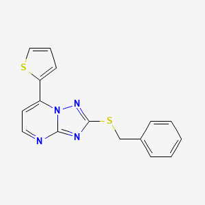 molecular formula C16H12N4S2 B4476926 2-(benzylsulfanyl)-7-(2-thienyl)[1,2,4]triazolo[1,5-a]pyrimidine 