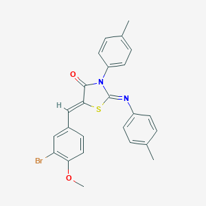 molecular formula C25H21BrN2O2S B447693 5-(3-Bromo-4-methoxybenzylidene)-3-(4-methylphenyl)-2-[(4-methylphenyl)imino]-1,3-thiazolidin-4-one 