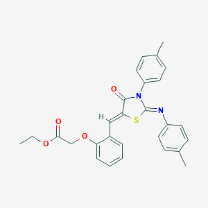 molecular formula C28H26N2O4S B447694 Ethyl [2-({3-(4-methylphenyl)-2-[(4-methylphenyl)imino]-4-oxo-1,3-thiazolidin-5-ylidene}methyl)phenoxy]acetate 