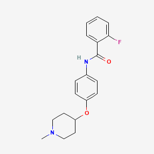 molecular formula C19H21FN2O2 B4476956 2-fluoro-N-{4-[(1-methyl-4-piperidinyl)oxy]phenyl}benzamide 