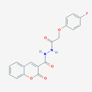 molecular formula C18H13FN2O5 B447696 N'-[(4-fluorophenoxy)acetyl]-2-oxo-2H-chromene-3-carbohydrazide 