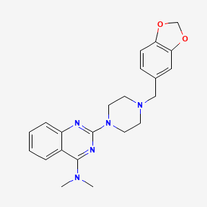 molecular formula C22H25N5O2 B4476962 2-[4-(1,3-benzodioxol-5-ylmethyl)-1-piperazinyl]-N,N-dimethyl-4-quinazolinamine 