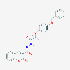 molecular formula C26H22N2O6 B447700 N'-{2-[4-(benzyloxy)phenoxy]propanoyl}-2-oxo-2H-chromene-3-carbohydrazide 