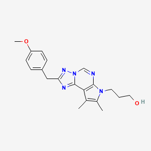 molecular formula C20H23N5O2 B4477034 3-[2-(4-methoxybenzyl)-8,9-dimethyl-7H-pyrrolo[3,2-e][1,2,4]triazolo[1,5-c]pyrimidin-7-yl]-1-propanol 