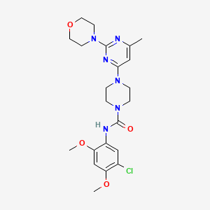 molecular formula C22H29ClN6O4 B4477046 N-(5-chloro-2,4-dimethoxyphenyl)-4-[6-methyl-2-(4-morpholinyl)-4-pyrimidinyl]-1-piperazinecarboxamide 