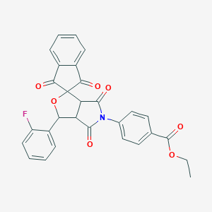 B447709 ethyl 4-[1-(2-fluorophenyl)-1',3',4,6-tetraoxospiro[3a,6a-dihydro-1H-furo[3,4-c]pyrrole-3,2'-indene]-5-yl]benzoate CAS No. 306947-74-0