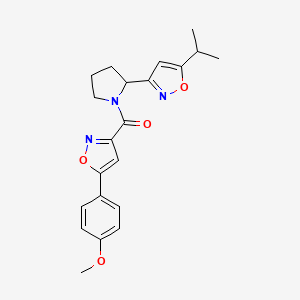 molecular formula C21H23N3O4 B4477139 3-{1-[5-(4-Methoxyphenyl)-1,2-oxazole-3-carbonyl]pyrrolidin-2-YL}-5-(propan-2-YL)-1,2-oxazole 