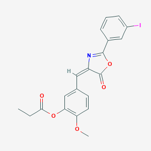 5-[(2-(3-iodophenyl)-5-oxo-1,3-oxazol-4(5H)-ylidene)methyl]-2-methoxyphenyl propionate