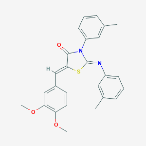 molecular formula C26H24N2O3S B447722 5-(3,4-Dimethoxybenzylidene)-3-(3-methylphenyl)-2-[(3-methylphenyl)imino]-1,3-thiazolidin-4-one 