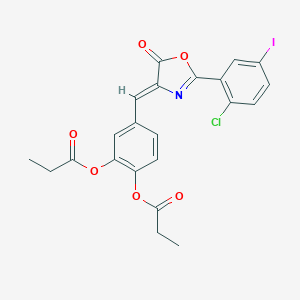 molecular formula C22H17ClINO6 B447723 4-[(2-(2-chloro-5-iodophenyl)-5-oxo-1,3-oxazol-4(5H)-ylidene)methyl]-2-(propionyloxy)phenyl propionate 
