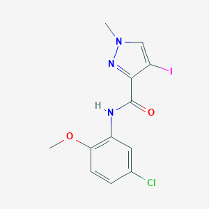 molecular formula C12H11ClIN3O2 B447724 N-(5-chloro-2-methoxyphenyl)-4-iodo-1-methyl-1H-pyrazole-3-carboxamide 