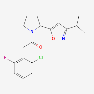 molecular formula C18H20ClFN2O2 B4477257 2-(2-Chloro-6-fluorophenyl)-1-{2-[3-(propan-2-YL)-1,2-oxazol-5-YL]pyrrolidin-1-YL}ethan-1-one 