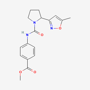 molecular formula C17H19N3O4 B4477261 Methyl 4-{[2-(5-methyl-1,2-oxazol-3-YL)pyrrolidine-1-carbonyl]amino}benzoate 