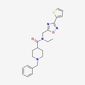 1-benzyl-N-ethyl-N-{[3-(thiophen-2-yl)-1,2,4-oxadiazol-5-yl]methyl}piperidine-4-carboxamide