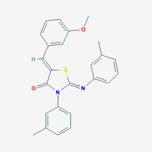 molecular formula C25H22N2O2S B447733 5-(3-Methoxybenzylidene)-3-(3-methylphenyl)-2-[(3-methylphenyl)imino]-1,3-thiazolidin-4-one 