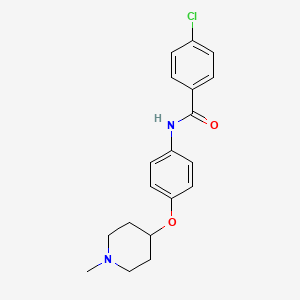 molecular formula C19H21ClN2O2 B4477331 4-chloro-N-{4-[(1-methyl-4-piperidinyl)oxy]phenyl}benzamide 